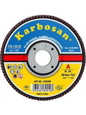 Karbosan 115X22 80 Kum Flap Diskler 10 Adet
