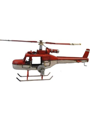 Misiny Nostaljik Kırmızı Beyaz Metal Helikopter Maketi