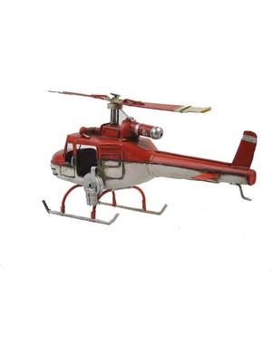 Misiny Nostaljik Kırmızı Beyaz Metal Helikopter Maketi