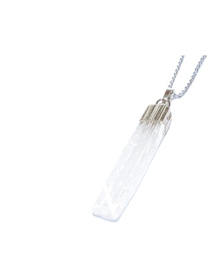 Murty99 Hakiki Doğal Selenit Taşı Kolye Ucu 1.Kalite 009