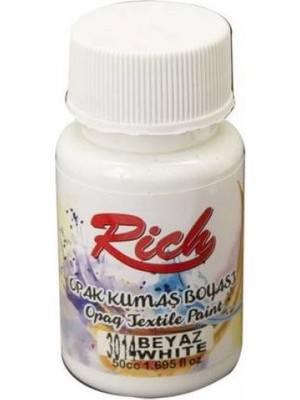 Rich Kumaş Boyası Beyaz Mat Renk Tüm Kumaş Yüzeylerde Kullanım İçin 50 cc