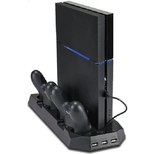 PS4 Slim YH22 Çift Fanlı Dikey Soğutucu ve Kol Şarj İstasyonu – Siyah Renk Oyun Konsolu Aksesuarı