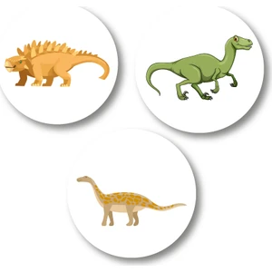 Dinazorlar Sticker Etiket Duvar Süsü 3 x 3 cm 21li