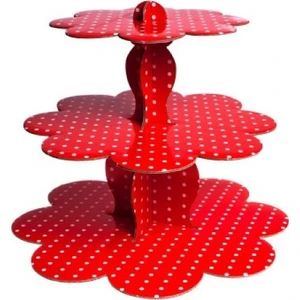 Event Party Store Kek Standı Kırmızı Beyaz Puanlı