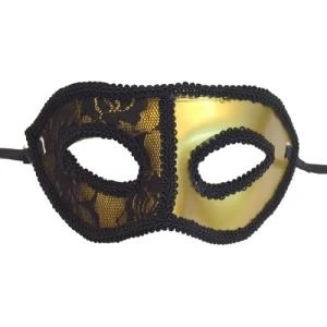 Event Party Store Maske Yarım Dantel Gold