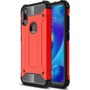 Coverzone Xiaomi Mi Play Kılıf Shockproof Zırh Koruma Kılıf Kırmızı + Nano Glass Nano Ekran Koruma