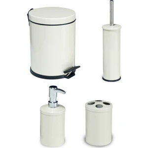 Banyo Seti 4'lü Beyaz 5 lt Çöp Kovası Fırça Sabunluk