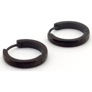 SOLFERA EĞİMLİ 18 MM BÜYÜK BOY SİYAH HALKA ÇELİK ERKEK KÜPE E665