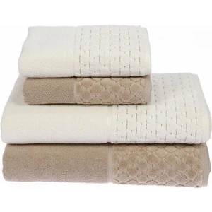 Hamam Seti Adria Krem Kahve 2 Banyo 2 El Yüz Havlusu Özdilek Havlu Seti