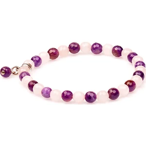 Taş Sandığı Ametist - Pembe Kuvars Taşı Bileklik ( 6 Mm )