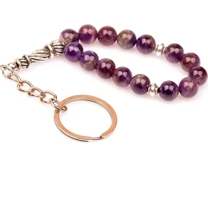 Taş Sandığı Ametist Taşı Tesbih Şeklinde Anahtarlık ( 8 Mm )
