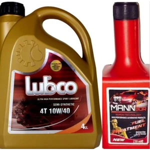 Lubco Semi Syntetic10W/40 4T 4 Litre Motosiklet Yağı + Mannbor Benzin Yakıt Katkısı 250 ml