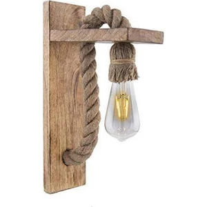 Ahşap Sepeti Retro Ahşap Duvar Aplik Rustik Edison Tavan Aydınlatma