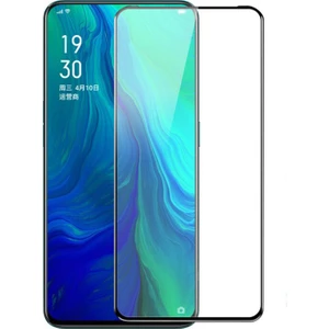 Oppo Reno Tam Kaplayan Çerçeveli Tempered Ekran Koruyucu - Siyah