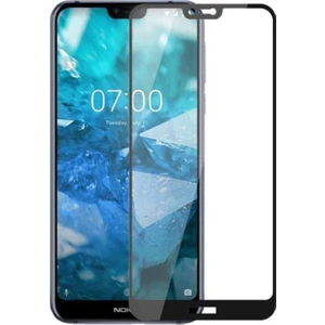 Nokia 7.1 Tam Kaplayan Çerçeveli Tempered Ekran Koruyucu - Siyah
