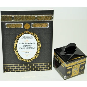 Süslü Şekerleme Çanta Boy 50 Adet 16x12 cm Isimli Yasin+Büyük Boy Şeker Hurma Lokum Kutusu Mevlüt Hac Umre