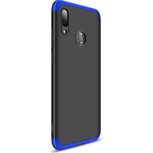 Huawei Y7 2019 Kılıf Double Dip 360 Protective Siyah Mavi