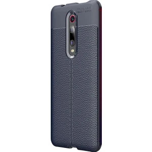 Xiaomi Mi 9T Kılıf Deri Dokulu Silikon Lacivert