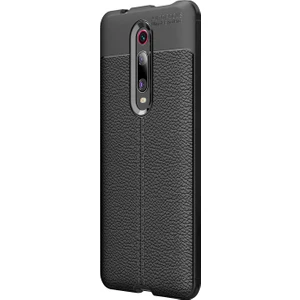 Xiaomi Mi 9T Kılıf Deri Dokulu Silikon Siyah