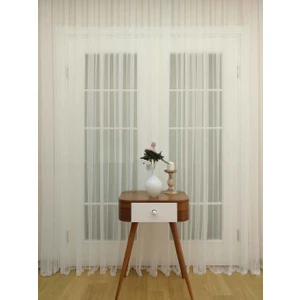 Caserta Home 1/2 Seyrek Pileli HVZ-2415 Etek Nakışlı Grek Düz Tül Perde - 100 x 170 cm