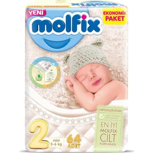 2 Beden Yenidoğan Mini 3-6 kg 64' lü Bebek Bezi