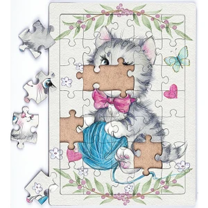 King Of Puzzle Minik Tekir ve Yumak Ahşap Puzzle 35 Parça (Xxxv-17)
