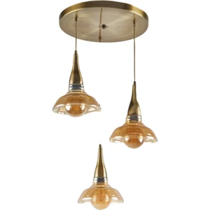 Retro Eskitme 40 cm Çaplı 3'lü Bal Camlı Sarkıt
