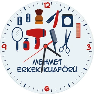 Erkek Berberi Hediyesi Kuaför Cam Duvar Saati