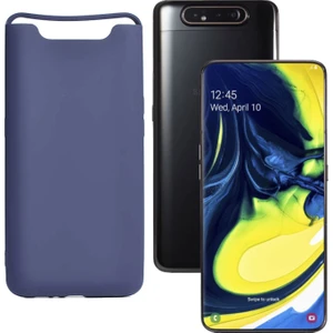 Case 4U Samsung Galaxy A80 Kılıf Klasik Mat Renkli Yumuşak Premier Silikon Lacivert