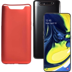 Case 4U Samsung Galaxy A80 Kılıf Klasik Mat Renkli Yumuşak Premier Silikon Kırmızı