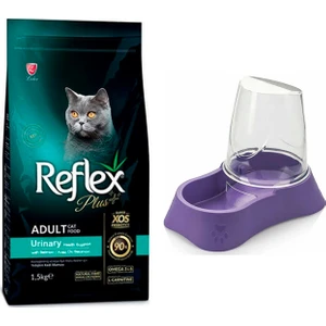 Plus Urinary Tavuklu Kuru Kedi Maması 1,5 kg + Evohe Mama Kabı