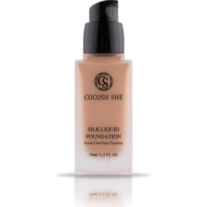 Cocosh She Silk Liquid Fondöten 04 Camel, Su Geçirmez, Islak Bitişli, İpeksi-Prüzsüz Doku, Hipoalerjenik