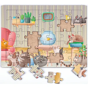 King Of Puzzle Akvaryum Ve Kediler Ahşap Puzzle 35 Parça (Xxxv-01)