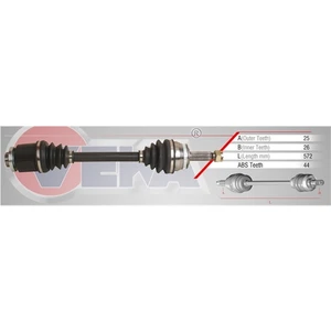 Komple Aks Sağ Ön Hyundai Accent Admıre 1.5 Crdı 3 Pistonlu Absli 44 Dış Uzunluk 572Mm 2003 2006