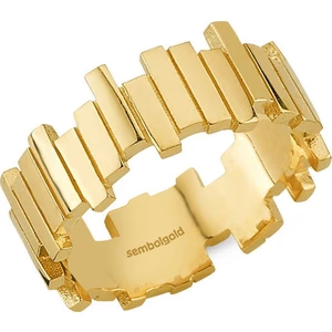 Sembol Gold Sarı Altın Zigzag Yüzük Yeni Model Md-420