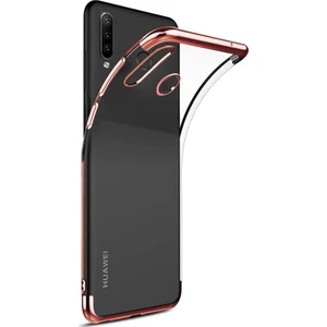 DVR Huawei P30 Lite Kılıf Silikon Dört Köşeli Lazer Kapak (RoseGold) + Tam Ekran Cam Koruyucu