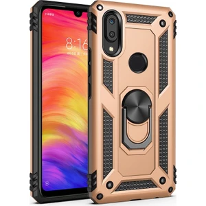DVR Samsung Galaxy A30 Kılıf Crash Vega Yüzüklü Standlı Silikon (Gold) + Cam Ekran Koruyucu