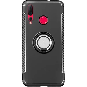 Huawei Nova 4 Yüzük Standlı Armor Silikon Kılıf - Siyah