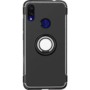 Xiaomi Redmi 7 Yüzük Standlı Armor Silikon Kılıf - Siyah