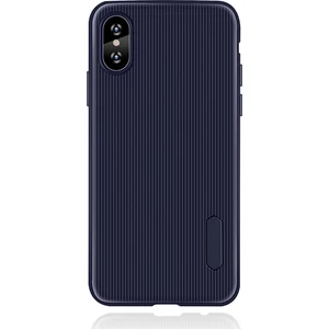 Apple iPhone XS MAX Kılıf Striped Soft Tio Silikon Kapak Lacivert