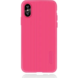 Apple iPhone XS MAX Kılıf Striped Soft Tio Silikon Kapak Pembe