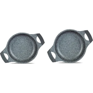 Yanmaz Yapışmaz Alüminyum Döküm 2'li Sahan 20-22cm / Gri