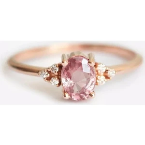 Sembol Gold 0,71 Karat Pırlanta Yüzük Pink Topaz 14K