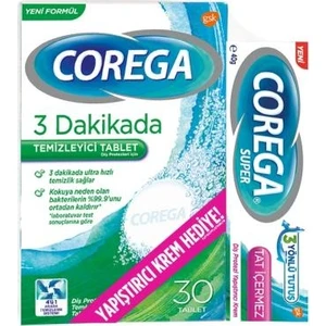 Temizleyici Tablet 30 Adet + Tat İçermeyen Yapıştırıcı Krem 40 gr