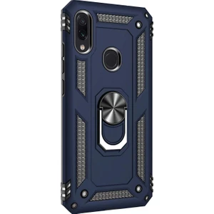 Xiaomi Redmi Note 7 Pro Kılıf Military Ring Holder Lacivert Lacivert
