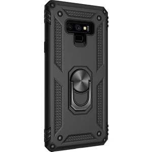 Samsung Galaxy Note 9 Kılıf Military Ring Holder Siyah Siyah