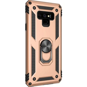 Samsung Galaxy Note 9 Kılıf Military Ring Holder Gold Gold