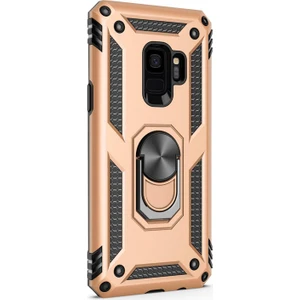 Samsung Galaxy S9 Kılıf Military Ring Holder Gold Gold