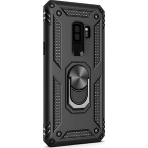 Samsung Galaxy S9 Plus Kılıf Military Ring Holder Siyah Siyah