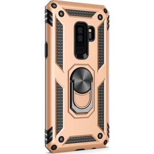 Samsung Galaxy S9 Plus Kılıf Military Ring Holder Gold Gold